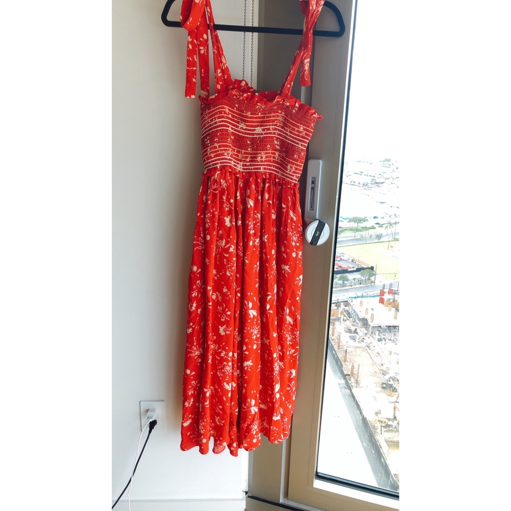 Free People Red floral jumpsuit
